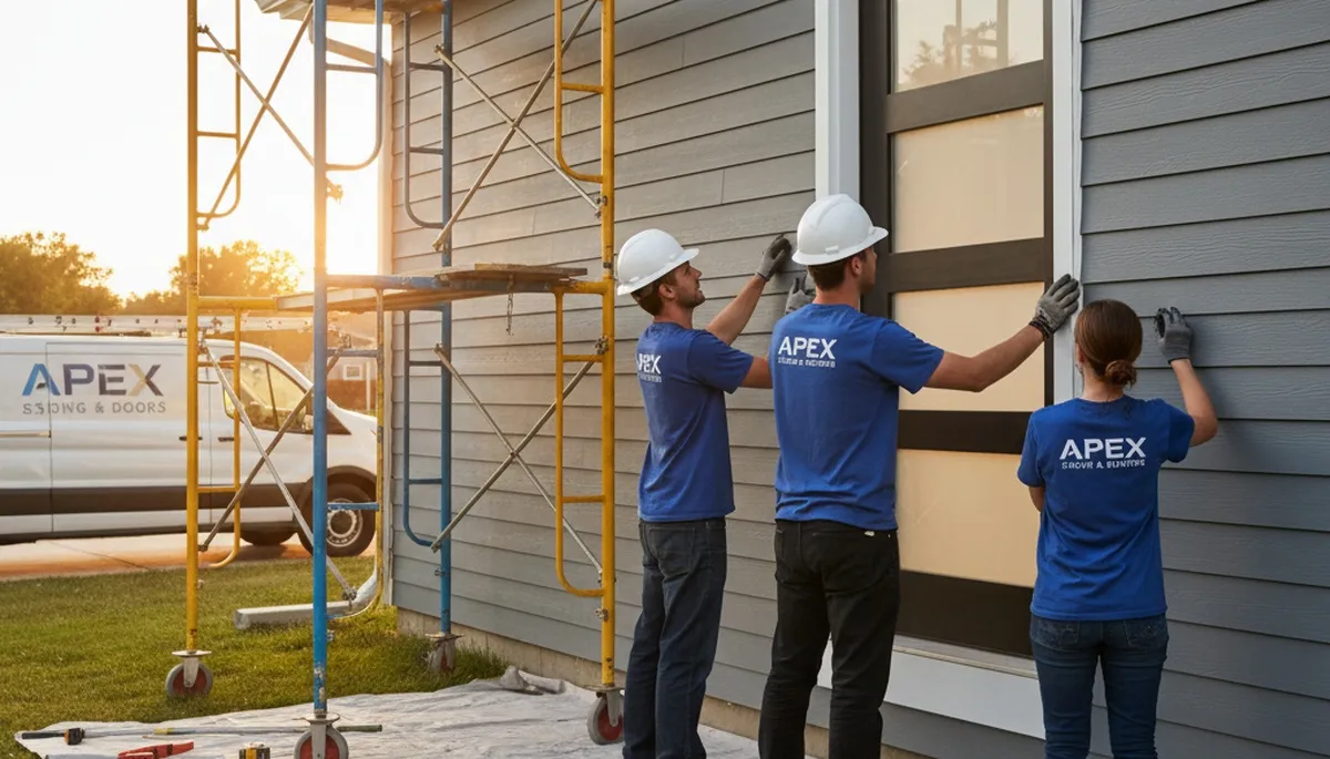 Professional door installation by vinyl siding experts in Columbus, OH home exterior