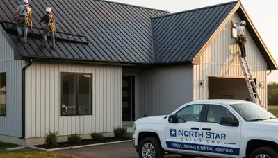 Metal roofing installation on home exterior in Columbus, OH by Next Level Exteriors professionals