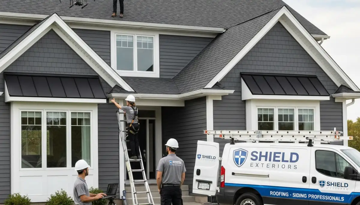 Professional roof inspection by vinyl siding experts in Columbus, OH checking for storm damage
