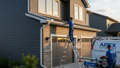 Seamless gutter installation on vinyl siding home in Columbus, OH by Next Level Exteriors