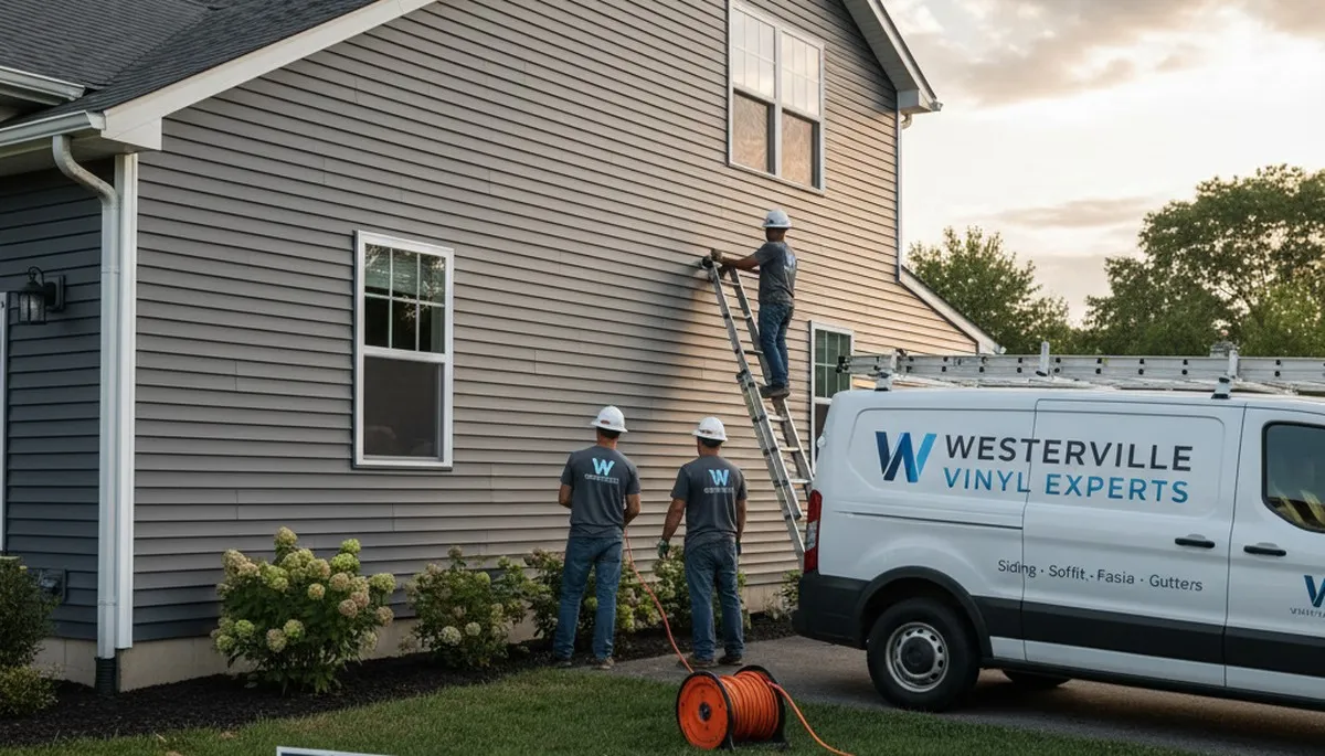 Vinyl siding installation on home exterior in Columbus, OH by local siding contractor
