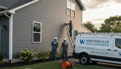 Vinyl siding installation on home exterior in Columbus, OH by local siding contractor